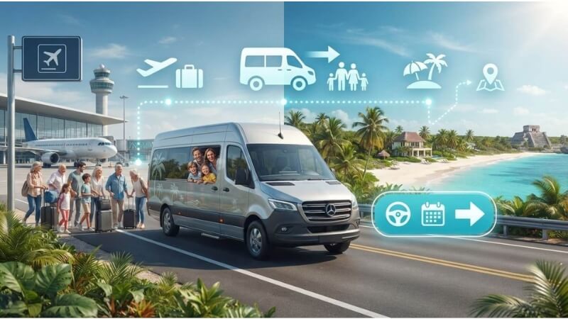 Private group transportation van at Cancun Airport