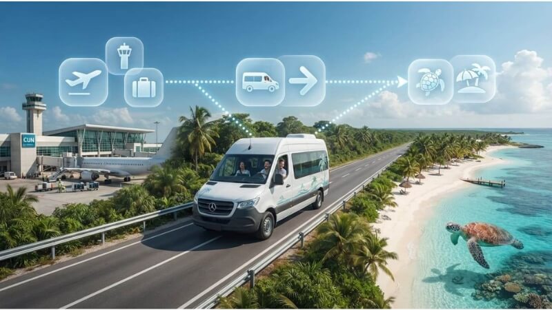 Private van traveling from Cancun Airport to Akumal